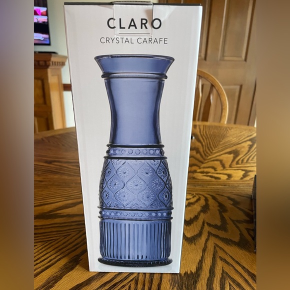 NWT Godinger Claro Blue Crystal Carafe - Picture 2 of 4